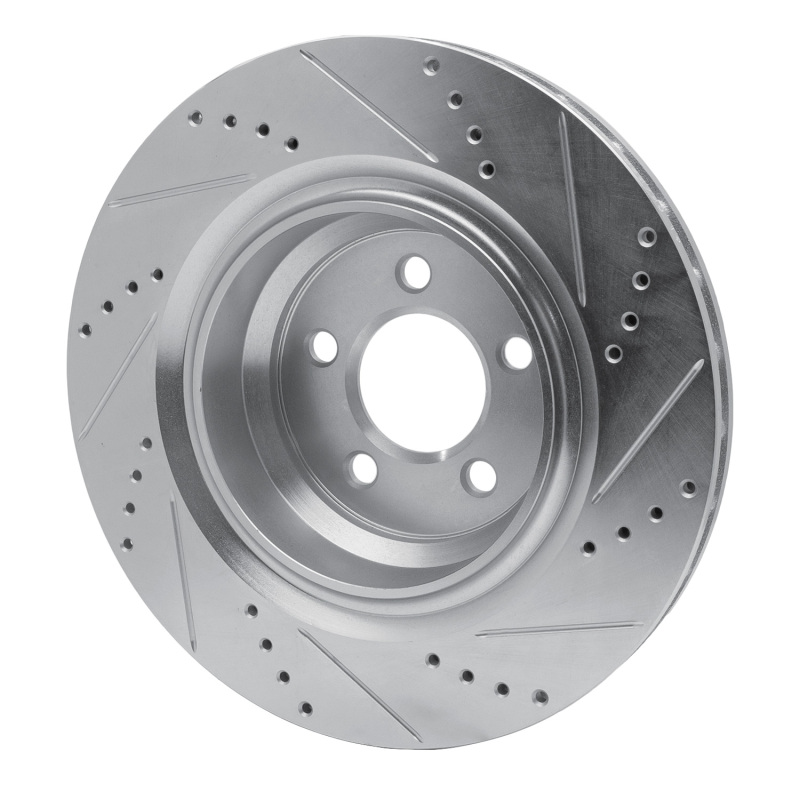 Chrysler 300 Brake Rotor (1) - Rear Left - R1 Concepts - Drilled & Slotted - Silver - `05-`23